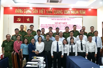 TAND khu vực 2 - TP.HCM ký quy chế phối hợp với UBND và công an 12 phường