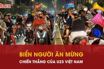 Biển người TP.HCM đổ ra đường rạng sáng ăn mừng chiến thắng của U23 Việt Nam