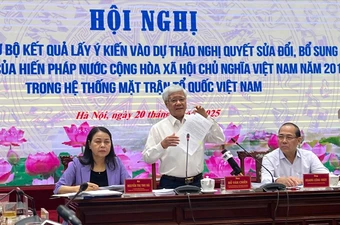 MTTQ Việt Nam báo cáo kết quả lấy ý kiến về dự thảo Nghị quyết sửa đổi Hiến pháp 2013