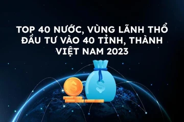 Top 40 quốc gia, vùng lãnh thổ đầu tư vào 40 tỉnh, thành Việt Nam năm 2023