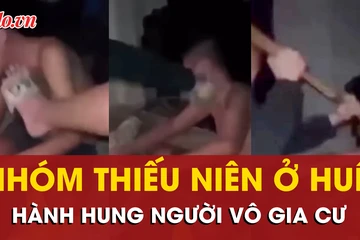 Xôn xao clip nhóm thiếu niên ở Huế dùng chổi, mũ bảo hiểm hành hung người vô gia cư