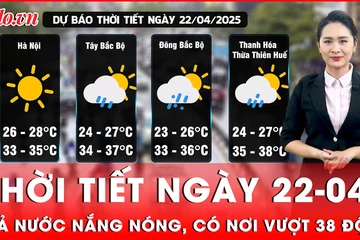 Dự báo thời tiết ngày 22-04: Cả nước nắng nóng, có nơi vượt 38 độ