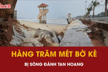 Quảng Trị: Hàng trăm mét bờ kè bê tông tan hoang vì sóng dữ 