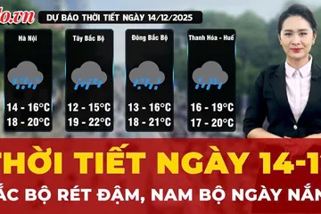 Dự báo thời tiết ngày 14-12: Bắc Bộ rét đậm, Nam Bộ ngày nắng