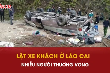 Xe khách đoàn thiện nguyện lật ở Lào Cai, nhiều người thương vong 