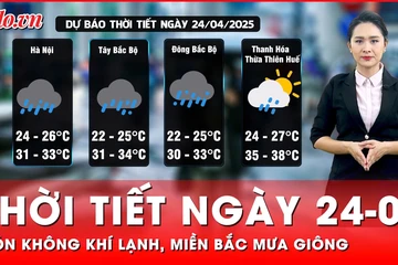 Thời tiết ngày 24-04: Miền Bắc đón không khí lạnh sau đợt nắng nóng, trời chuyển mưa giông