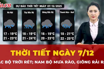 Thời tiết ngày 7-12: Bắc Bộ trời rét, Nam Bộ mưa rào và giông rải rác