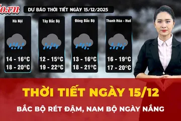 Thời tiết ngày 15-12: Bắc Bộ rét đậm, Nam Bộ nắng ấm