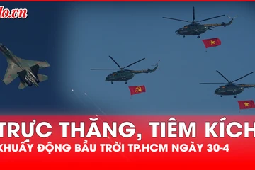 Biên đội trực thăng, tiêm kích trình diễn ấn tượng trên bầu trời TP.HCM ngày Đại lễ 30-4