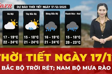 Dự báo thời tiết ngày 17-12: Bắc Bộ trời rét, Nam Bộ mưa rào 