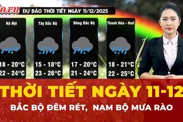 Thời tiết ngày 11-12: Bắc Bộ đêm rét, Nam Bộ mưa rào