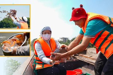 Người dân TP.HCM thuê ghe ra giữa sông để thả cá tiễn ông Công, ông Táo