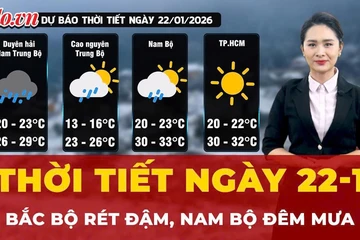 Dự báo thời tiết ngày 22-1: Bắc Bộ rét đậm, Nam Bộ đêm mưa