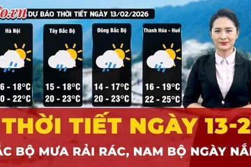 Dự báo thời tiết ngày 13-2: Bắc Bộ mưa rải rác, Nam Bộ 