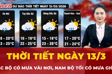 Dự báo thời tiết ngày 13-3: Bắc bộ có mưa vài nơi, Nam Bộ tối có mưa giông