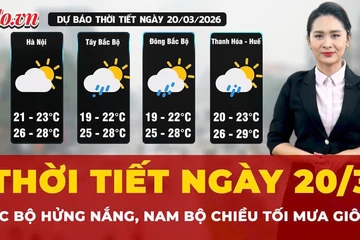Dự báo thời tiết ngày 20-3: Bắc Bộ hửng nắng, Nam Bộ chiều tối mưa giông