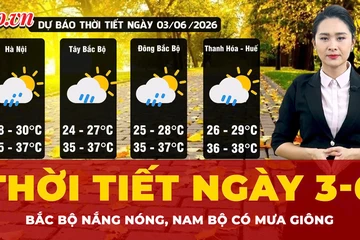 Dự báo thời tiết ngày 3-6: Bắc Bộ nắng nóng, Nam Bộ chiều tối mưa giông