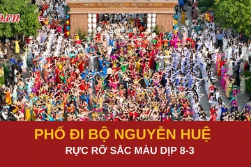 Hàng ngàn người tạo nên ngày hội áo dài rực rỡ ở phố đi bộ Nguyễn Huệ
