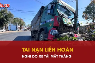 Xe tải nghi mất thắng, tông chết 3 con bò, gây tai nạn liên hoàn