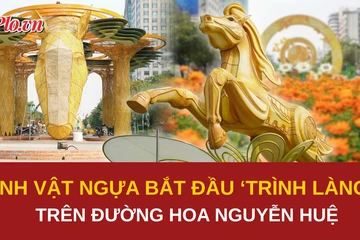 Đường hoa Nguyễn Huệ Tết Bính Ngọ 2026: Hàng chục linh vật độc đáo dần lộ diện