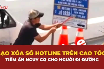 Đề nghị xử lý nghiêm người đàn ông cạo xóa số điện thoại đường dây nóng trên cao tốc