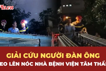 Nghẹt thở giải cứu bệnh nhân leo lên nóc nhà bệnh viện tâm thần