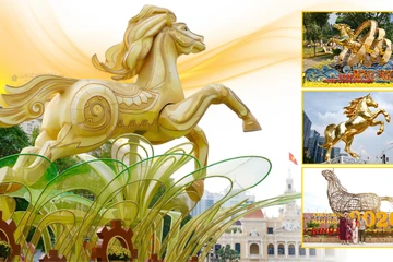 TP.HCM vào 'đường đua linh vật', ngựa Tết Bính Ngọ phủ khắp phố xuân