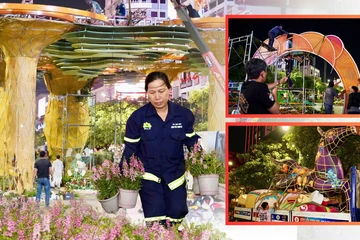 Xuyên đêm thu dọn đường hoa Nguyễn Huệ Tết Bính Ngọ 2026 