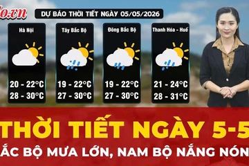 Thời tiết ngày 5-5: Bắc Bộ mưa lớn, Nam Bộ nắng nóng