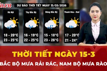 Dự báo thời tiết ngày 15-3: Bắc Bộ mưa rải rác, Nam Bộ mưa rào