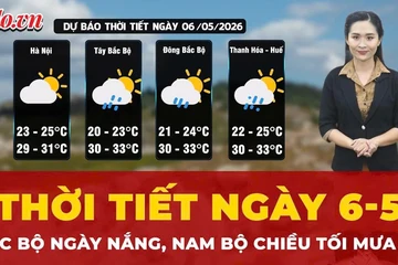 Dự báo thời tiết ngày 6-5: Bắc Bộ ngày nắng, Nam Bộ chiều tối mưa to
