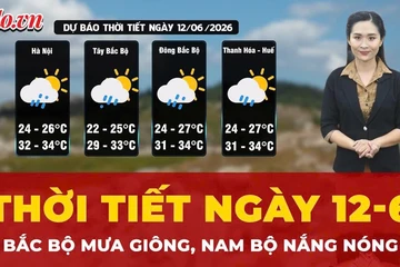 Dự báo thời tiết ngày 12-6: Bắc Bộ mưa giông, Nam Bộ nắng nóng
