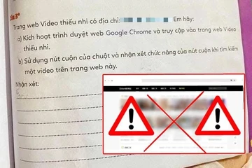 Một đường link trong sách tiểu học khiến nhiều người giật mình