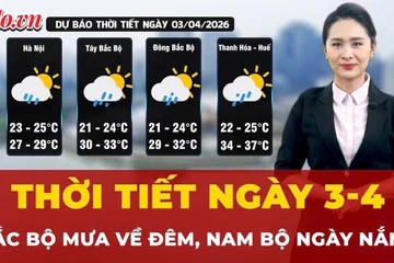 Thời tiết ngày 3-4: Bắc Bộ mưa về đêm, Nam Bộ ngày nắng