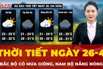 Thời tiết ngày 26-4: Bắc Bộ có mưa giông, Nam Bộ nắng nóng