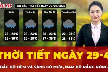 Thời tiết ngày 29-4: Bắc Bộ đêm và sáng có mưa, Nam Bộ nắng nóng