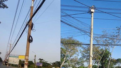 Cặp trụ điện chiếm đường
