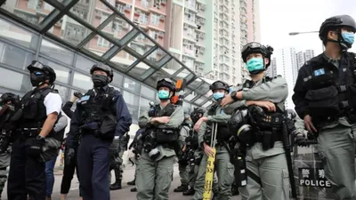 Cảnh sát chống bạo động ở Hong Kong. Ảnh: AFP