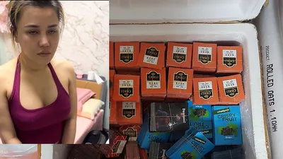 Nữ DJ Nguyễn Thị Hoài và ma túy thành phẩm.