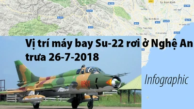 Vị trí máy bay Su-22 rơi ở Nghệ An trưa 26-7-2018