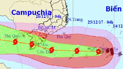 Chiều nay bão số 16 vào biển Bà Rịa-Vũng Tàu đến Cà Mau