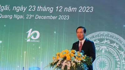 Chủ tịch nước Võ Văn Thưởng phát biểu tại buổi lễ. Ảnh: TN