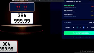 Biển số 36A-999.99 được chốt với giá 7,470 tỉ đồng