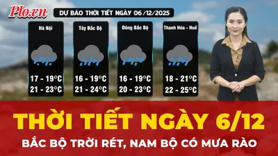 Dự báo thời tiết 6-12: Bắc Bộ trời rét, Nam Bộ có mưa rào và giông vài nơi