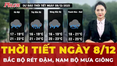 Dự báo thời tiết ngày 8-12: Bắc Bộ rét đậm, Nam Bộ mưa giông 