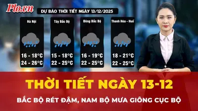 Dự báo thời tiết ngày 13-12: Bắc Bộ rét đậm, Nam Bộ mưa giông cục bộ