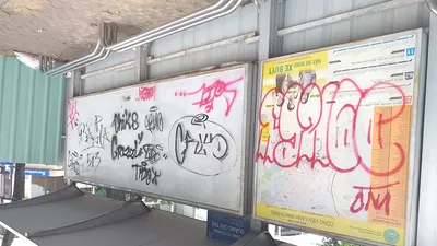 Vẽ graffiti che bít thông tin trạm xe buýt