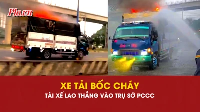 xe tải bốc cháy, trụ sở PCCC,