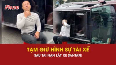 tài xế, biểu hiện lạ, lật xe Santafe