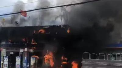 Bình Định: Cảnh sát PCCC dập đám cháy cây xăng sau hơn 10 phút nhận tin